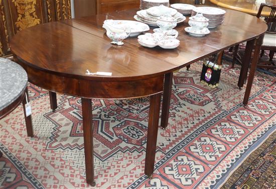 A George III mahogany D end dining table 220cm extended